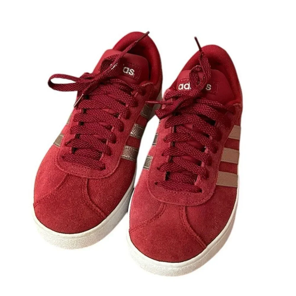 Adidas VL Court 2.0 Skateboarding Shoe Active Maroon/Platinum Metallic Size 6